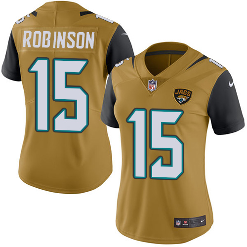 Women's Limited Allen Robinson Nike Jersey Gold - #15 Rush NFL Jacksonville Jaguars